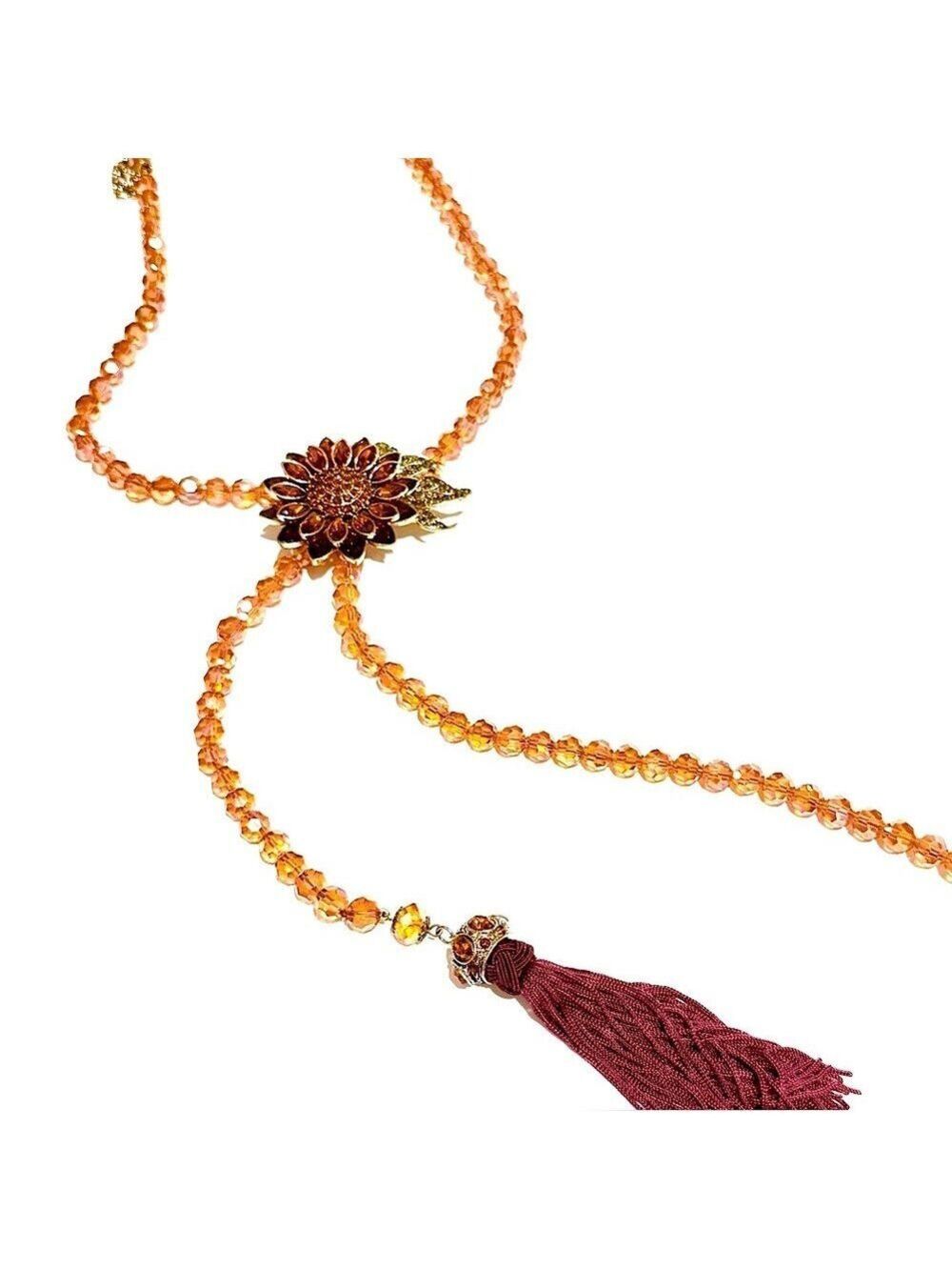 BOHO LUXE | Golden Sunflower Crystal Lariat Necklace | Miss Mandy’s Exclusive - Picture 7 of 12